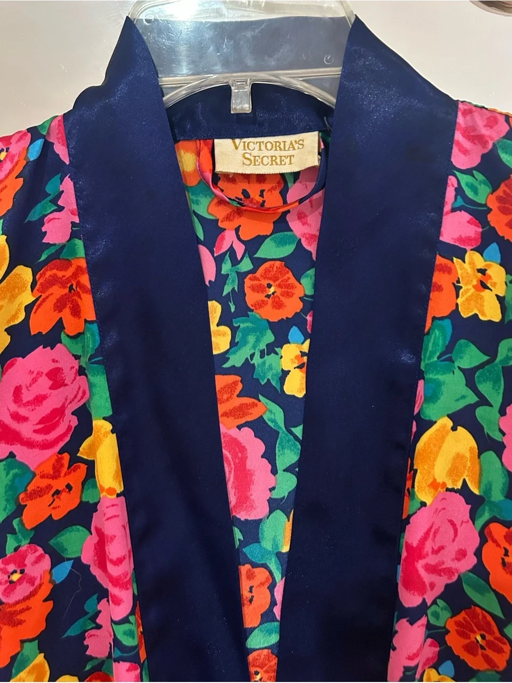 Vintage Gold Label Victoria's Secret 90’s Satin Floral Kimono Robe, One Size